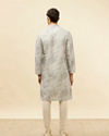 Manyavar Men Cloud Grey Abstract Print Foil Work Kurta Set