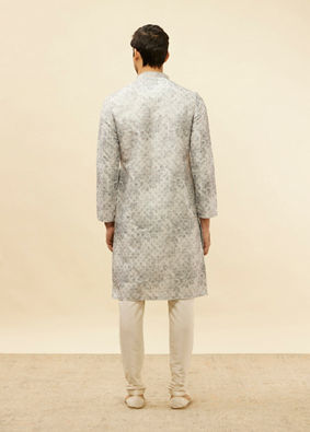 alt message - Manyavar Men Cloud Grey Abstract Print Foil Work Kurta Set image number 5