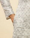 Manyavar Men Cloud Grey Abstract Print Foil Work Kurta Set