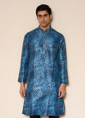 Manyavar Men Blue Elegance Kurta Pajama