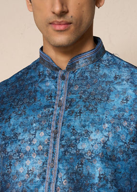 Manyavar Men Blue Elegance Kurta Pajama