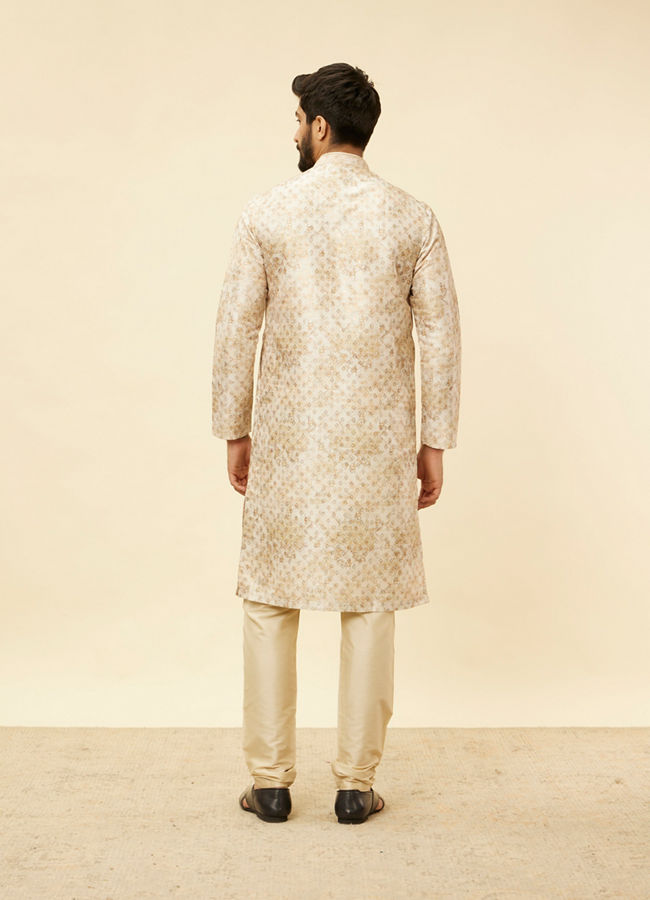 alt message - Manyavar Men Sand Beige Foil Print Buta Printed Kurta image number 6