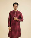 Maroon Red Foil Print Buta Printed Kurta Set