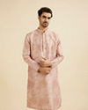 Pale Peach Foil Print Buta Printed Kurta Set