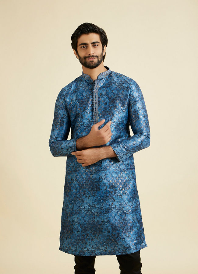 Manyavar Men Blue Elegance Kurta Pajama