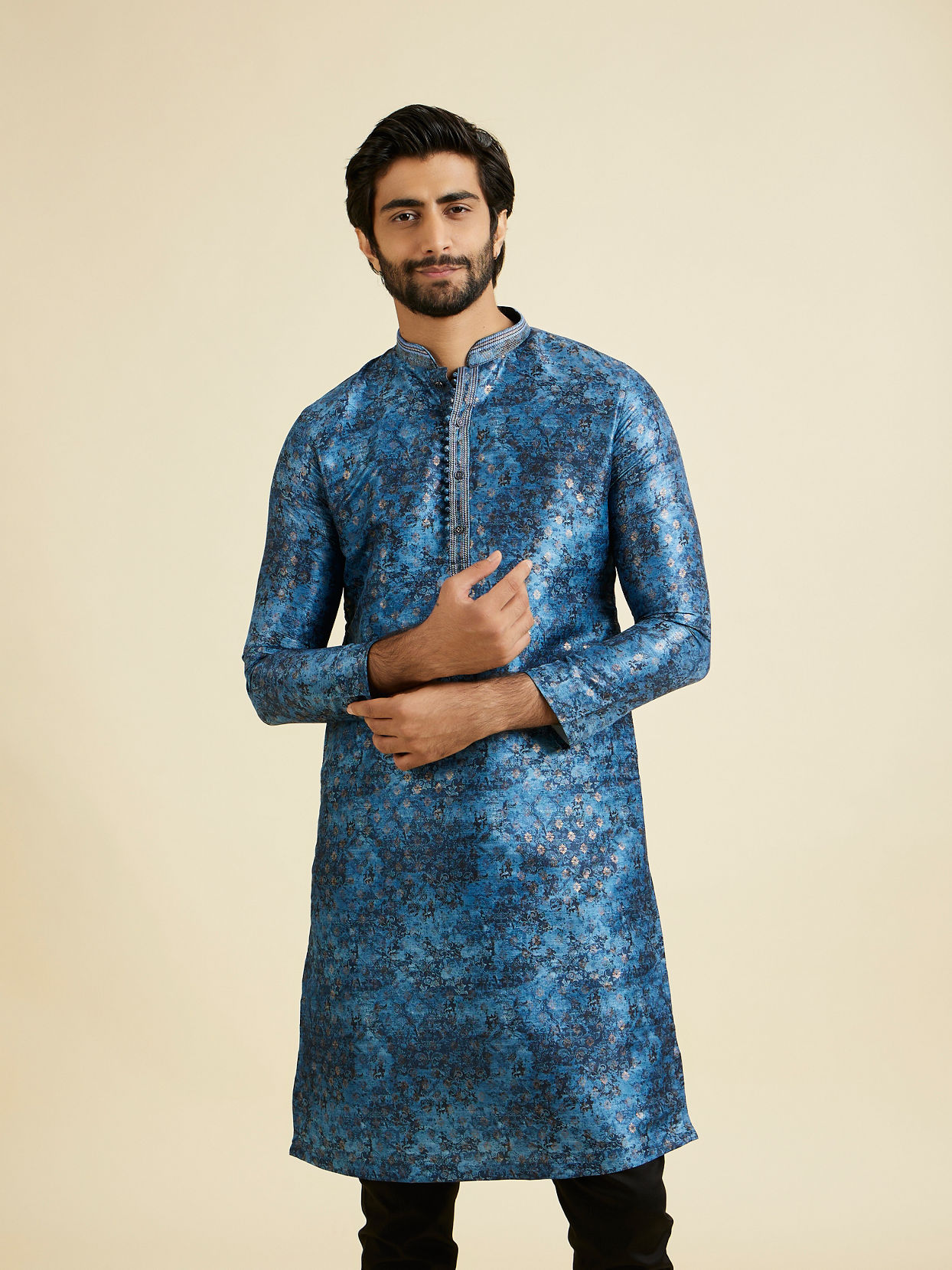 Manyavar Men Blue Elegance Kurta Pajama