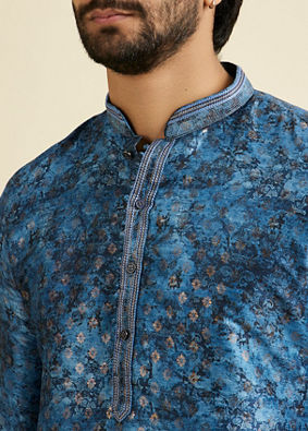 Manyavar Men Blue Elegance Kurta Pajama
