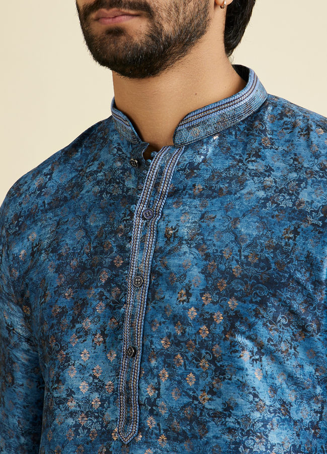 Manyavar Men Blue Elegance Kurta Pajama
