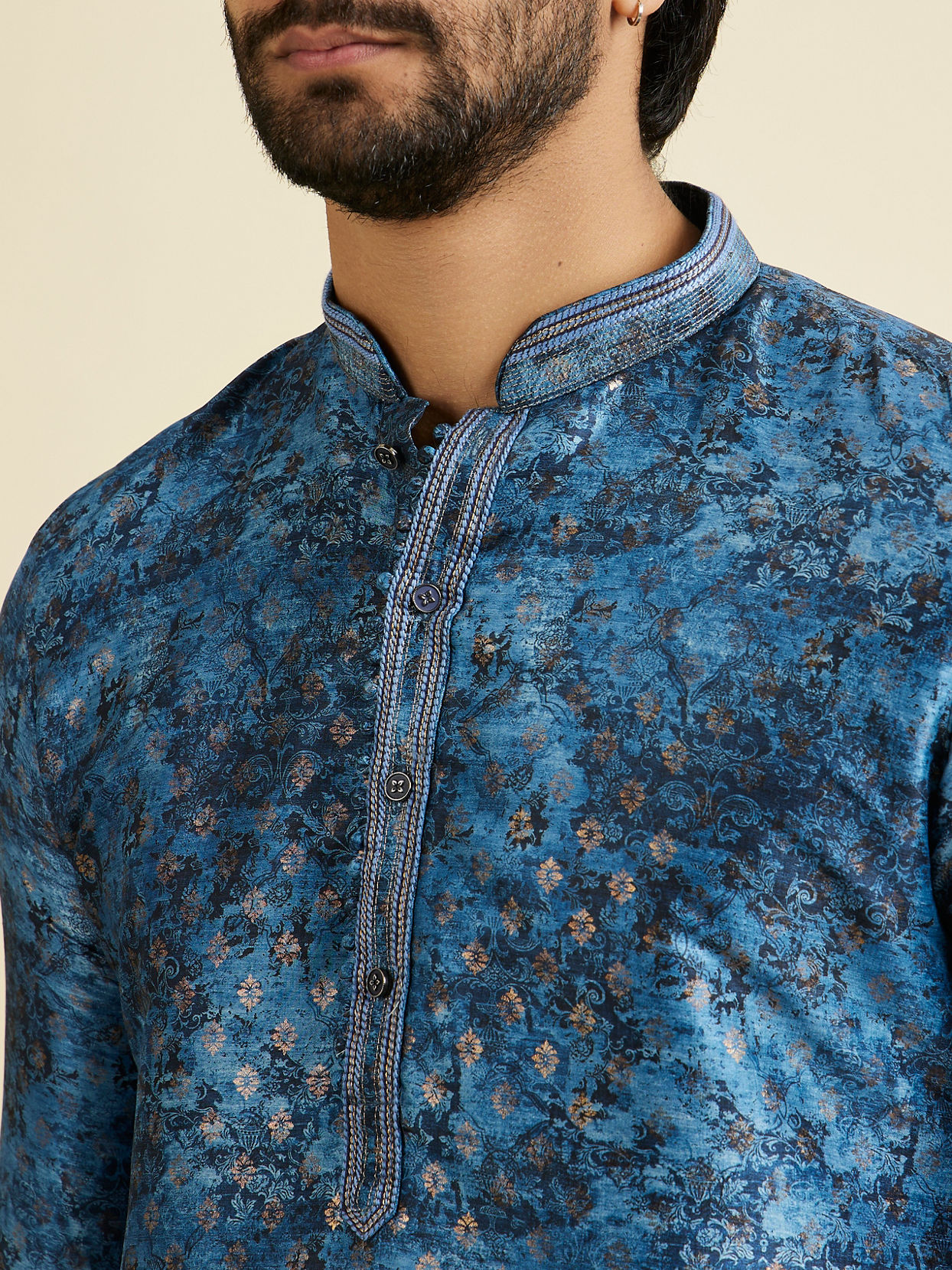 Manyavar Men Blue Elegance Kurta Pajama