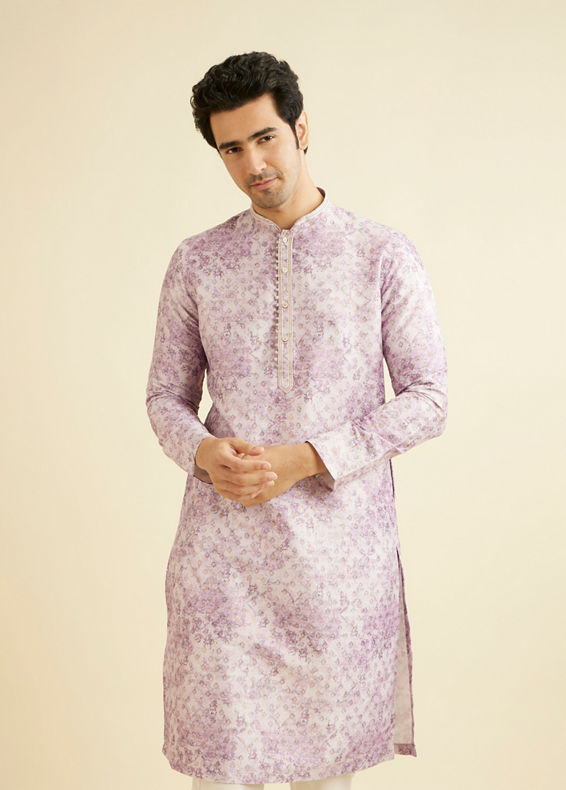 Manyavar Men Elegant Lilac Kurta Pajama