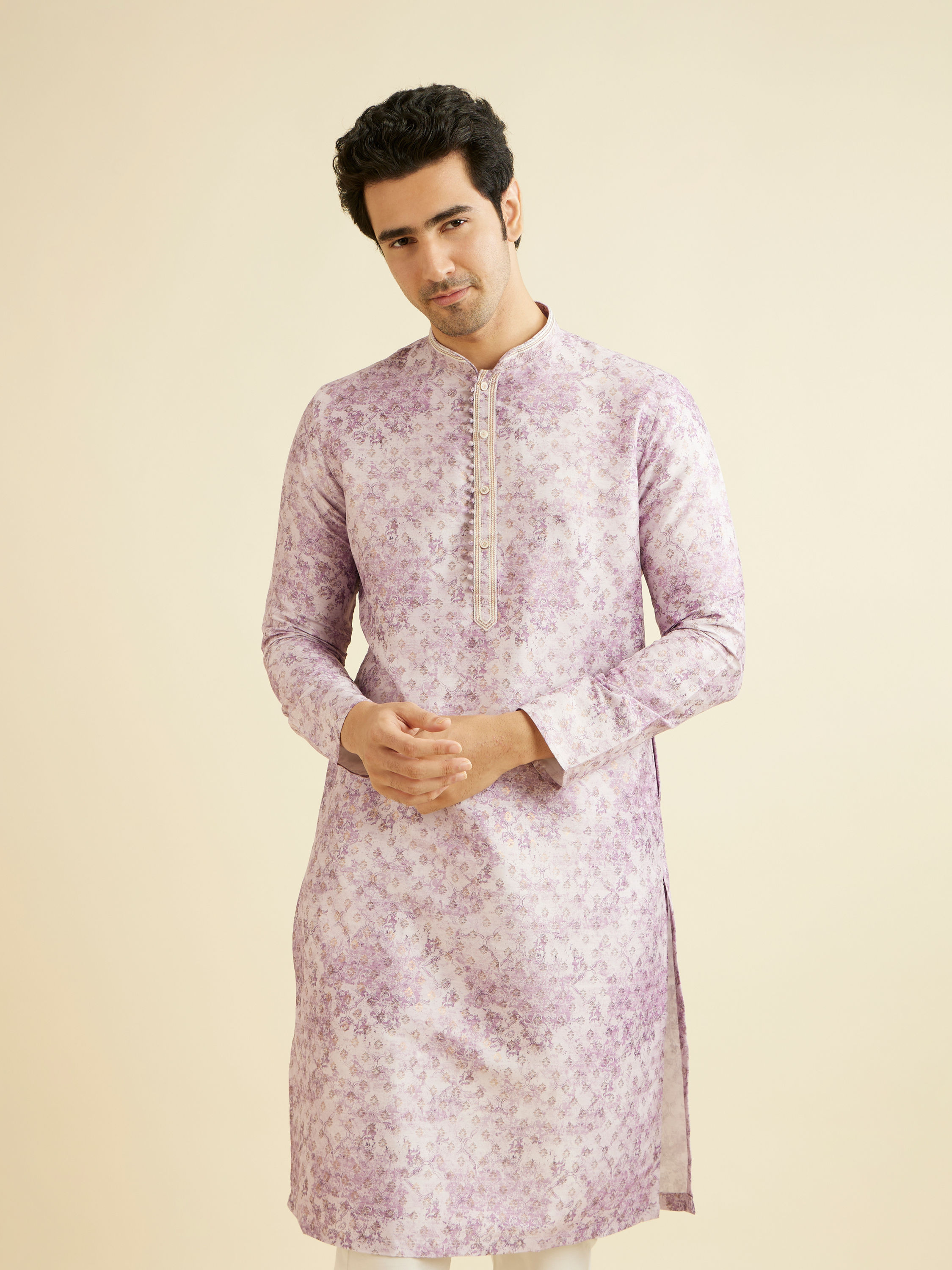 Manyavar Men Elegant Lilac Kurta Pajama