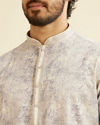 Manyavar Men Lavendar Grey Chikankari Patterned Kurta Set