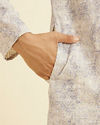 Manyavar Men Lavendar Grey Chikankari Patterned Kurta Set image number 3