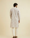 Manyavar Men Lavendar Grey Chikankari Patterned Kurta Set
