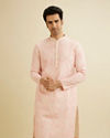 Manyavar Men Baby Pink Chikankari Patterned Kurta Set image number 0