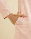 Manyavar Men Baby Pink Chikankari Patterned Kurta Set