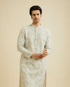 Manyavar Men Soft Green Chikankari Patterned Kurta Set