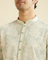 Manyavar Men Soft Green Chikankari Patterned Kurta Set