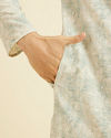 Manyavar Men Soft Green Chikankari Patterned Kurta Set
