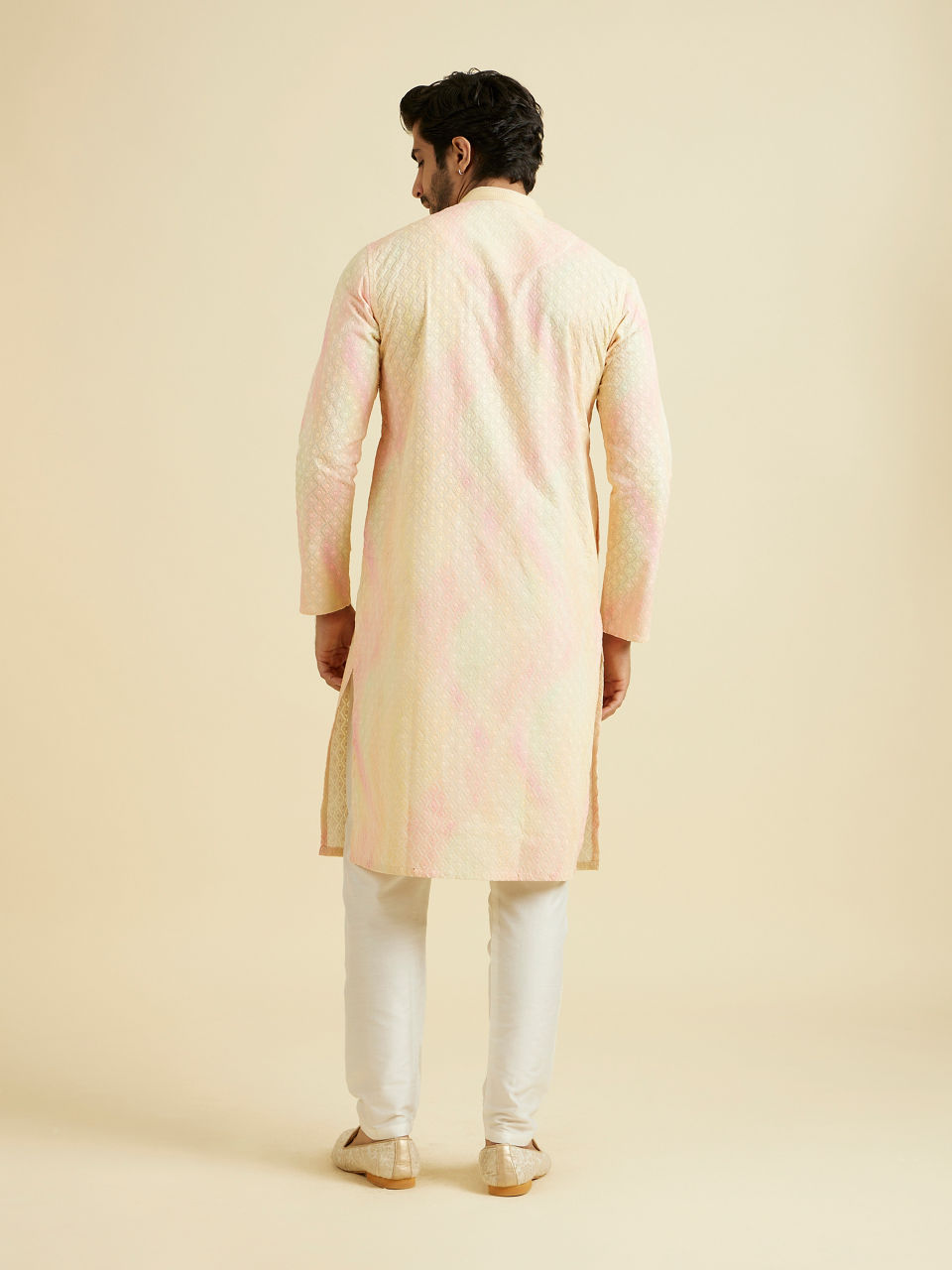 Manyavar Men Elegant Yellow Cotton Kurta Pajama