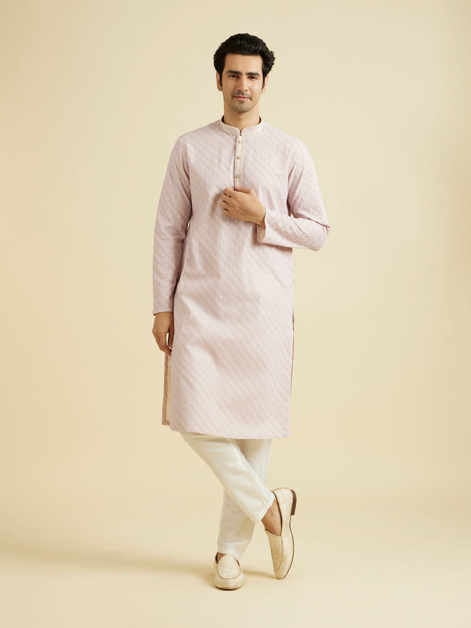 Manyavar Men Lilac Luminescence Kurta Pajama