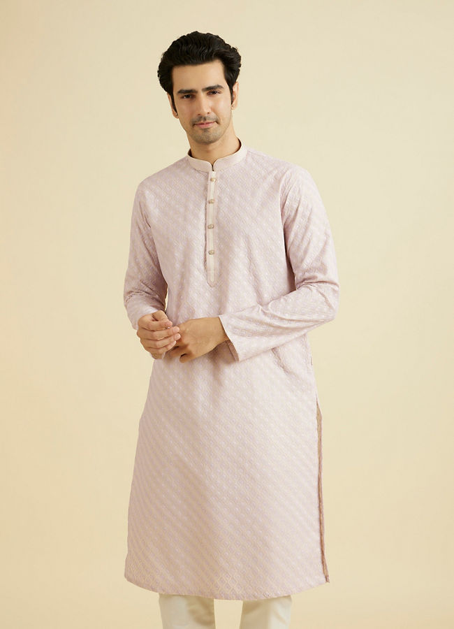 Manyavar Men Lilac Luminescence Kurta Pajama