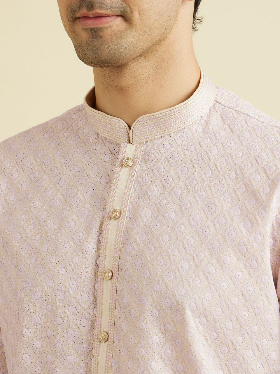 Manyavar Men Lilac Luminescence Kurta Pajama