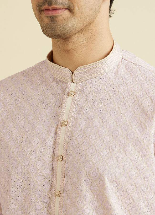 Manyavar Men Lilac Luminescence Kurta Pajama