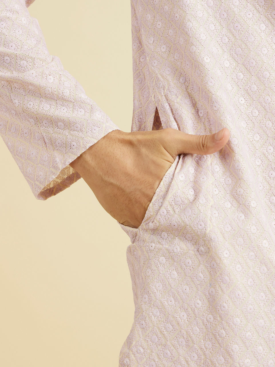 Manyavar Men Lilac Luminescence Kurta Pajama