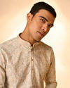 Manyavar Men Pista Green Chikankari Elegance Kurta Pajama