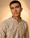 Manyavar Men Pista Green Chikankari Elegance Kurta Pajama