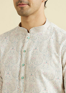 Manyavar Men Resplendent Creamira Kurta Pajama