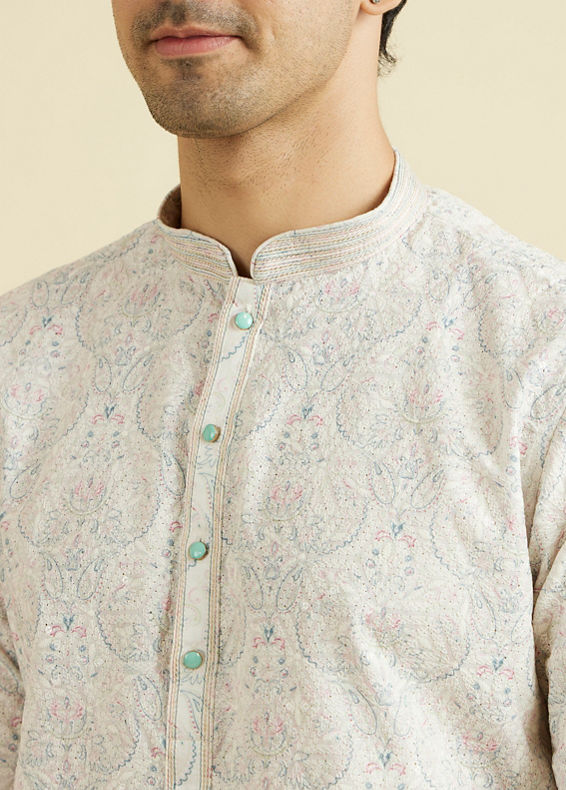 Manyavar Men Resplendent Creamira Kurta Pajama