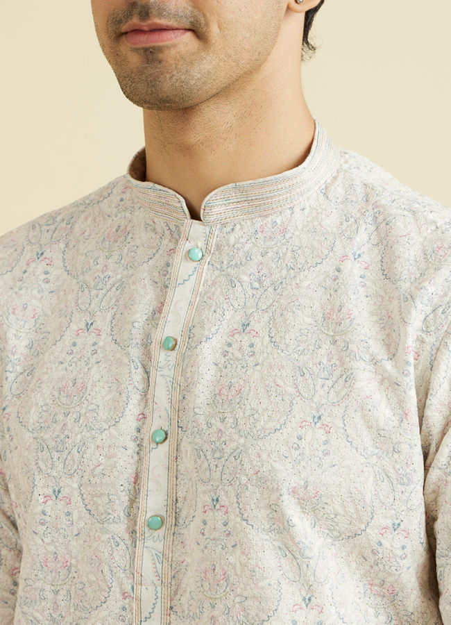 Manyavar Men Resplendent Creamira Kurta Pajama
