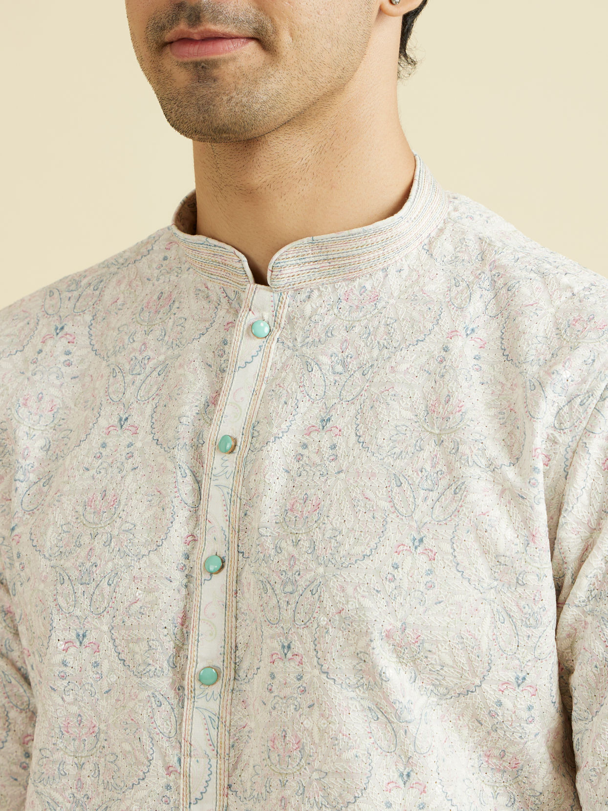 Manyavar Men Resplendent Creamira Kurta Pajama
