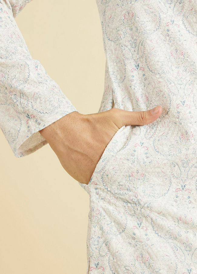 Manyavar Men Resplendent Creamira Kurta Pajama