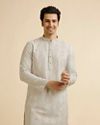 alt message - Manyavar Men Pista Green Chikankari Elegance Kurta Pajama image number 0