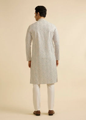 alt message - Manyavar Men Pista Green Chikankari Elegance Kurta Pajama image number 4