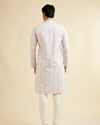 Manyavar Men Pink & Warm White Chikankari Inspired Floral Buta Print Kurta Set