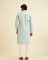 Manyavar Men Aqua Green Chikankari Inspired Floral Buta Print Kurta Set