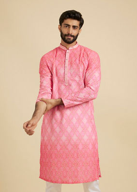 Manyavar Men Vibrant Pink Kurta Pajama image number 0