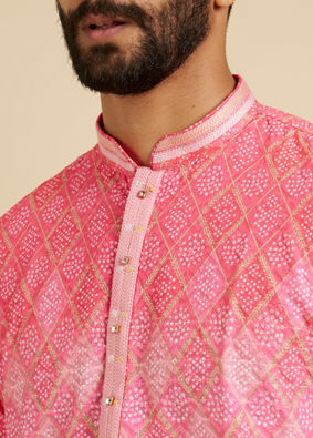 Manyavar Men Vibrant Pink Kurta Pajama image number 1