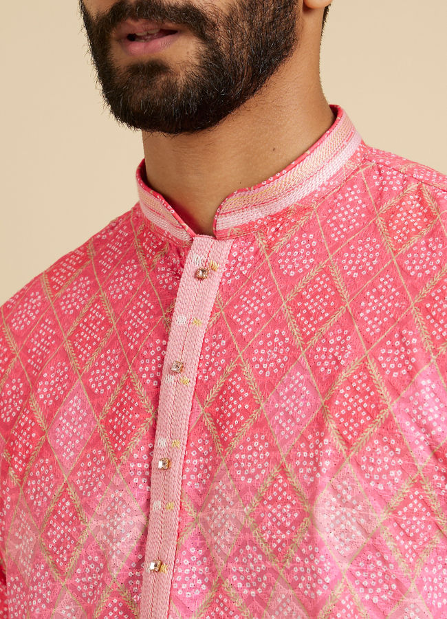 Manyavar Men Vibrant Pink Kurta Pajama image number 1