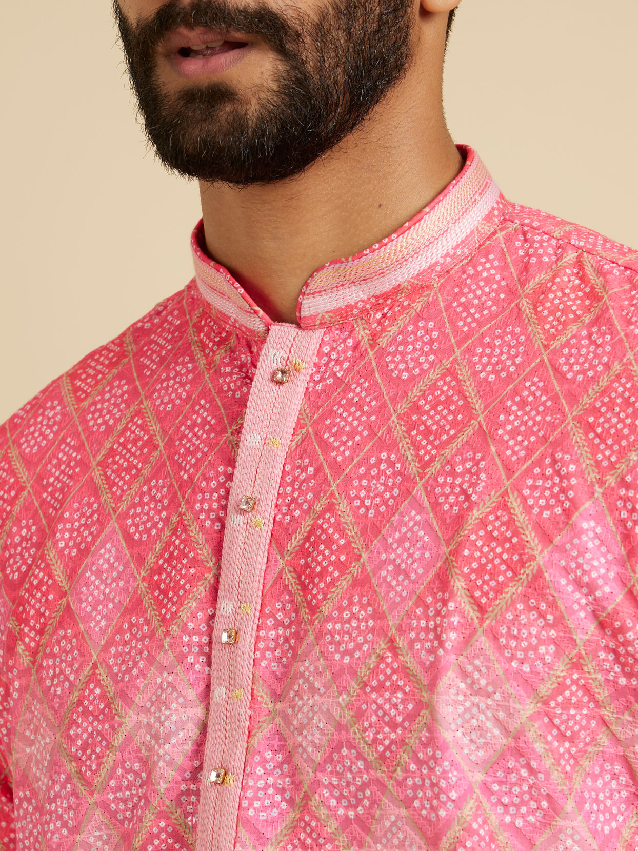 Manyavar Men Vibrant Pink Kurta Pajama image number 1