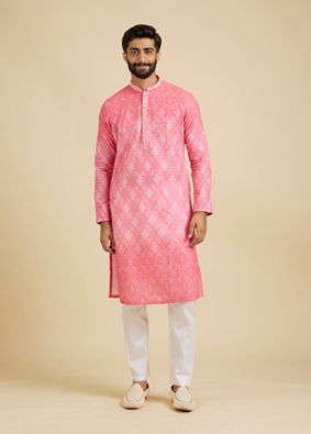 Manyavar Men Vibrant Pink Kurta Pajama image number 2