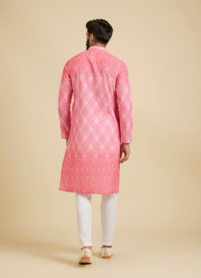 Manyavar Men Vibrant Pink Kurta Pajama image number 5