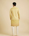Manyavar Men Mustard Yellow Ogee Pattern Chikankari Inspired Ditsy Print Kurta Set