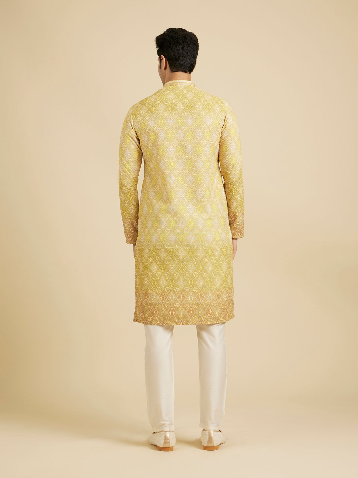 Manyavar Men Radiant Mustard Cotton Kurta Pajama image number 5