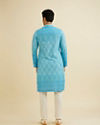 Manyavar Men Light Blue Blended Cotton Kurta Pajama