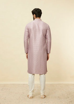 Manyavar Men Lilac Diamond String Patterned Kurta Set image number 5